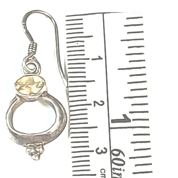 Vintage Sterling Silver & Citrate Yellow Gemstone Drop Earrings plus Bonus Studs - Picture 10 of 12